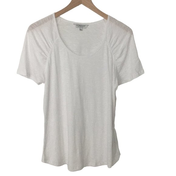Liverpool Jeans Company Tops - NWT Liverpool White Shirred Short Sleeve Slub Knit Tee-Shirt (L)